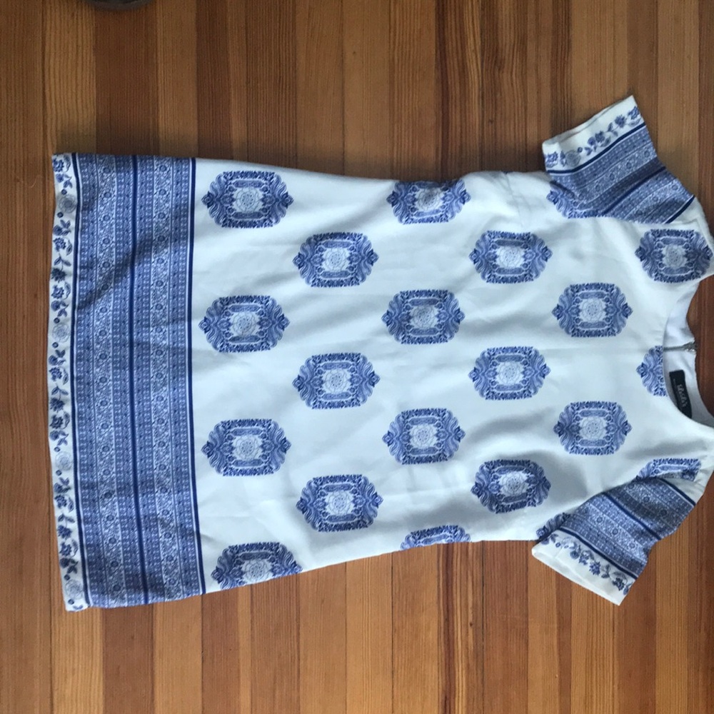Blue and white dress